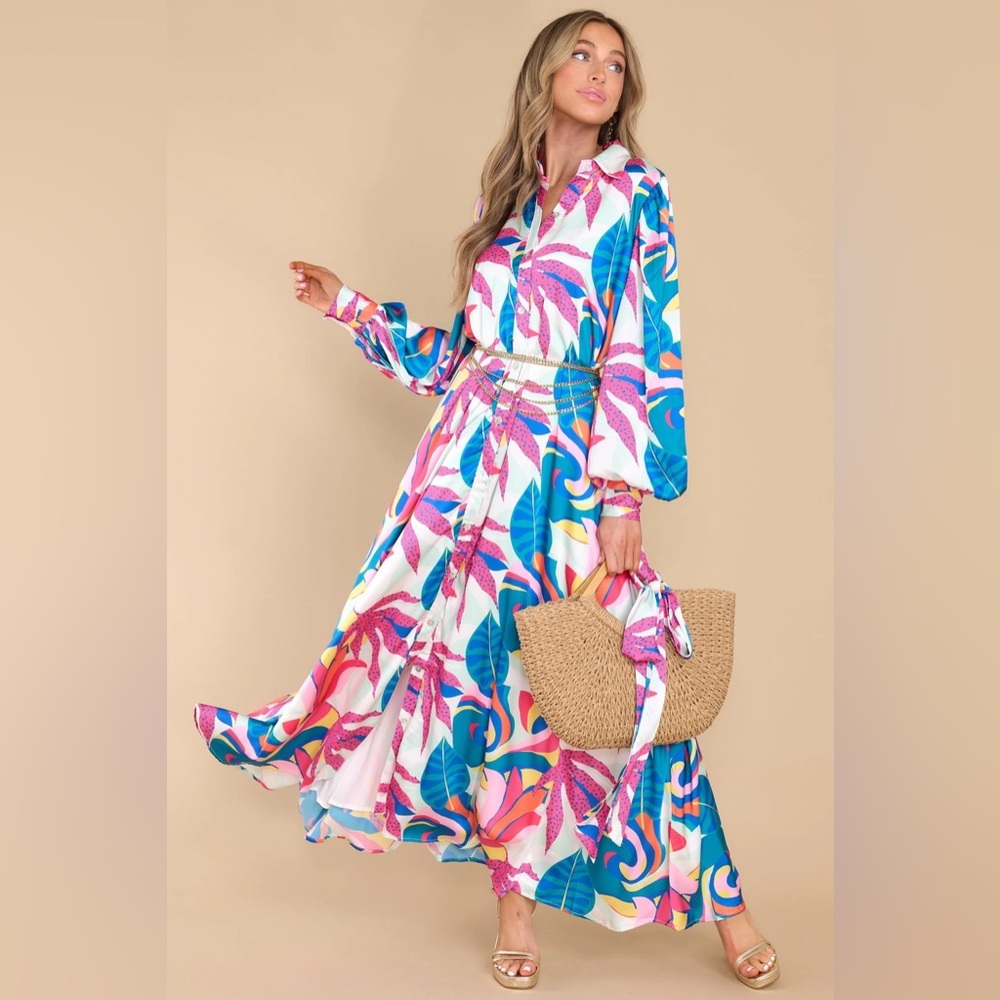 NEW - NEVER WORN Red Dress Floral Maxi